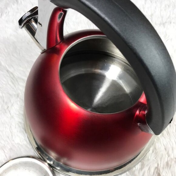 Primula Push and Serve Stainless Steel 3Qt Matte Red Whistling Tea Kettle - Picture 11 of 13